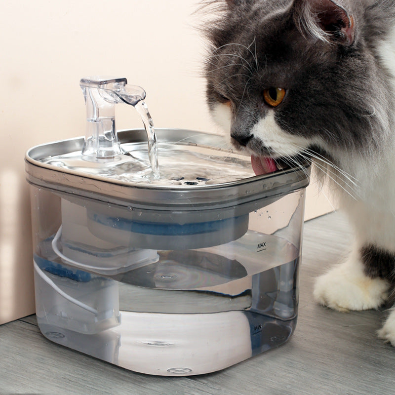 Distributore automatico d'acqua per cani e gatti in acciaio inossidabile, fontanella intelligente con circolazione automatica.