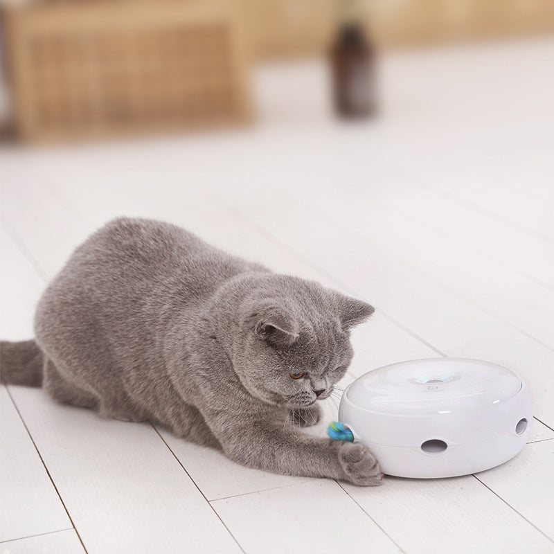 Giocattolo elettrico per gatti, intelligente e divertente, bastoncino a ciambella girevole automatico