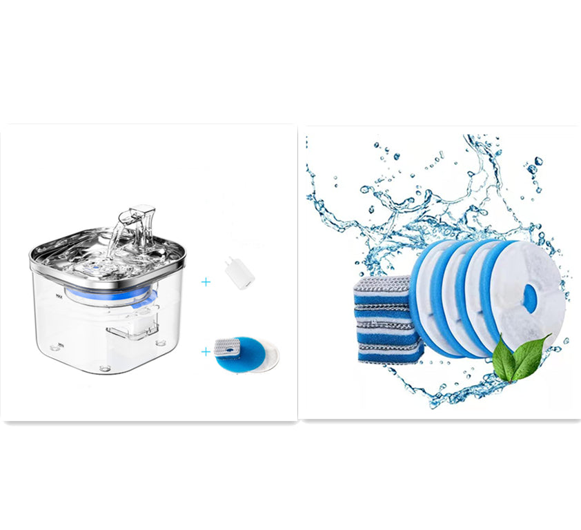 Distributore automatico d'acqua per cani e gatti in acciaio inossidabile, fontanella intelligente con circolazione automatica.