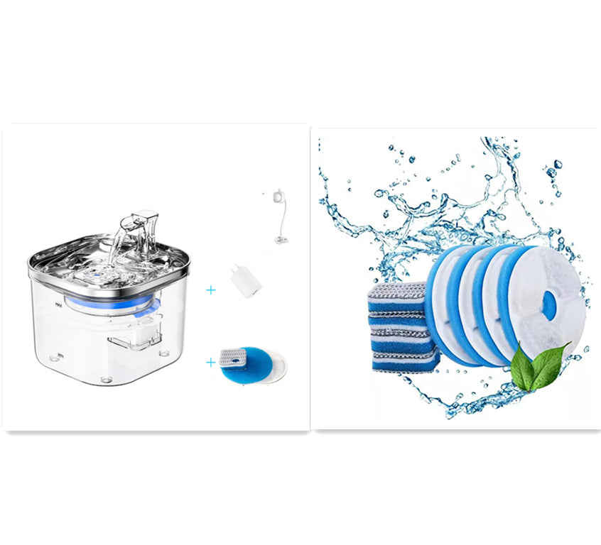 Distributore automatico d'acqua per cani e gatti in acciaio inossidabile, fontanella intelligente con circolazione automatica.