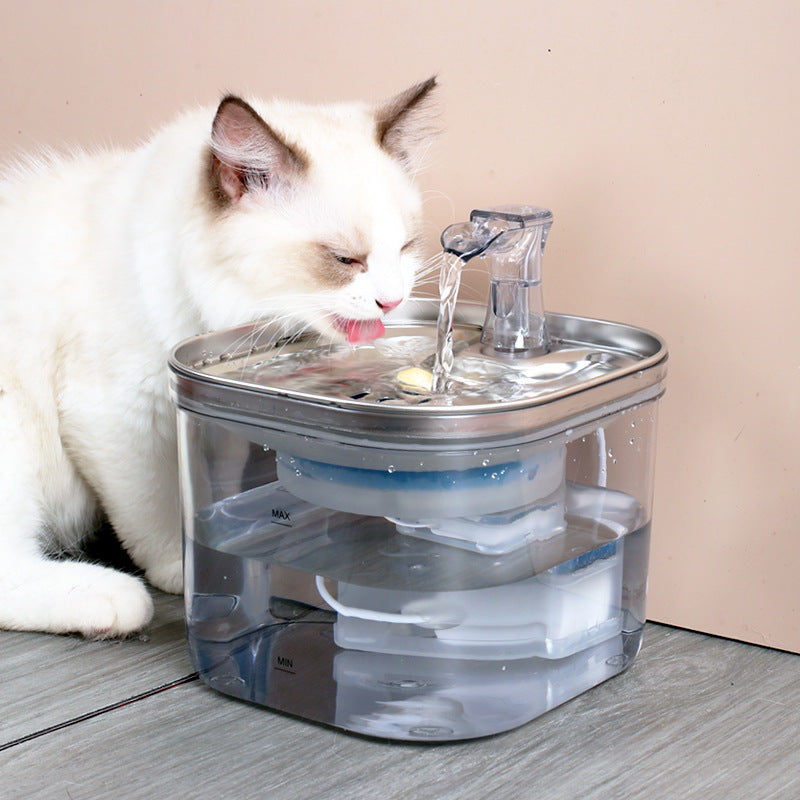 Distributore automatico d'acqua per cani e gatti in acciaio inossidabile, fontanella intelligente con circolazione automatica.