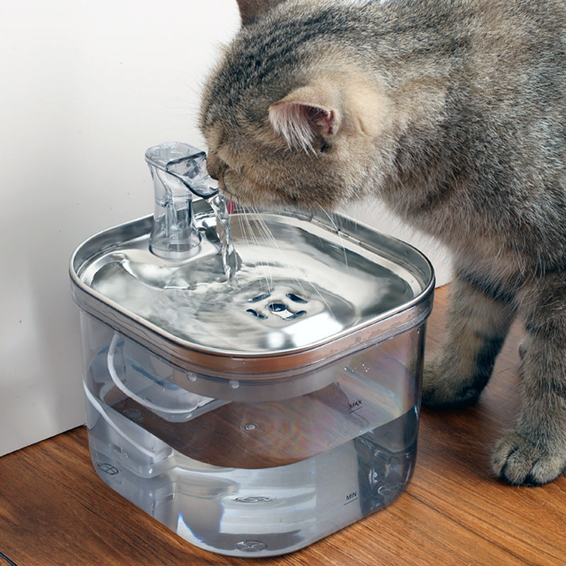 Distributore automatico d'acqua per cani e gatti in acciaio inossidabile, fontanella intelligente con circolazione automatica.