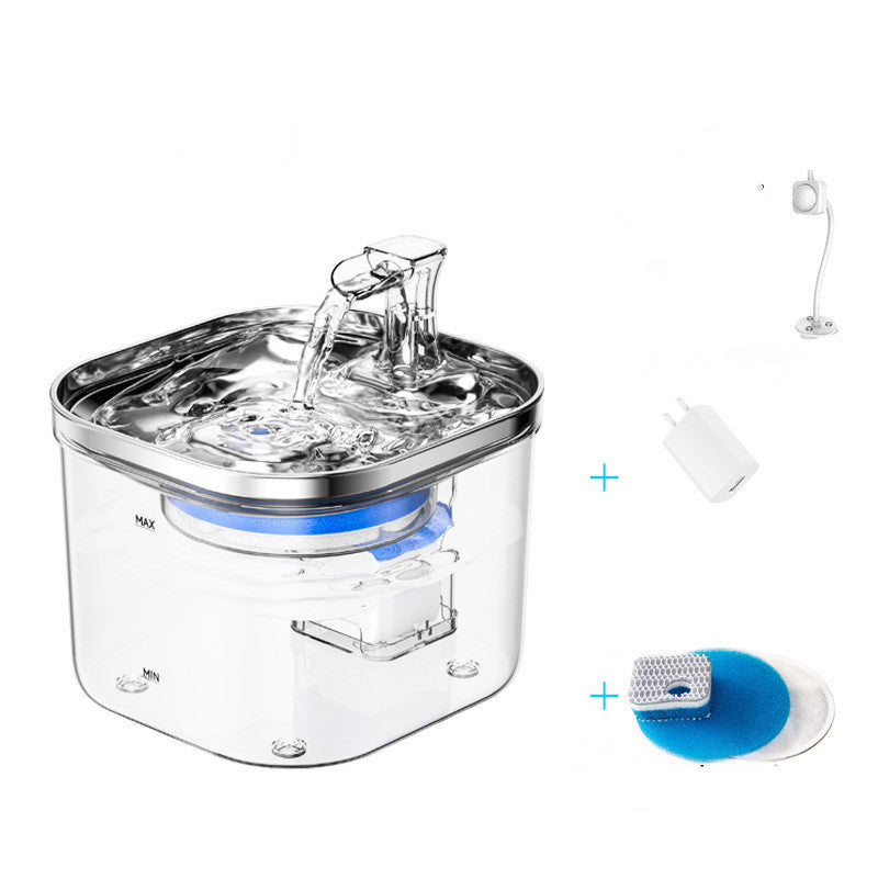Distributore automatico d'acqua per cani e gatti in acciaio inossidabile, fontanella intelligente con circolazione automatica.